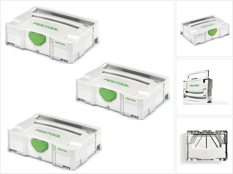 3 x Systainer T-LOC SYS 1 TL gereedschapskoffer lichtgrijs koppelbaar ( 497563 ) von Festool, Grün – Produktbild