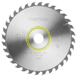 488288 / 225x2,6x30 W32 Cirkelzaagblad - 225 x 30 x 32T - Hout de Festool – image du produit 2 sur 2