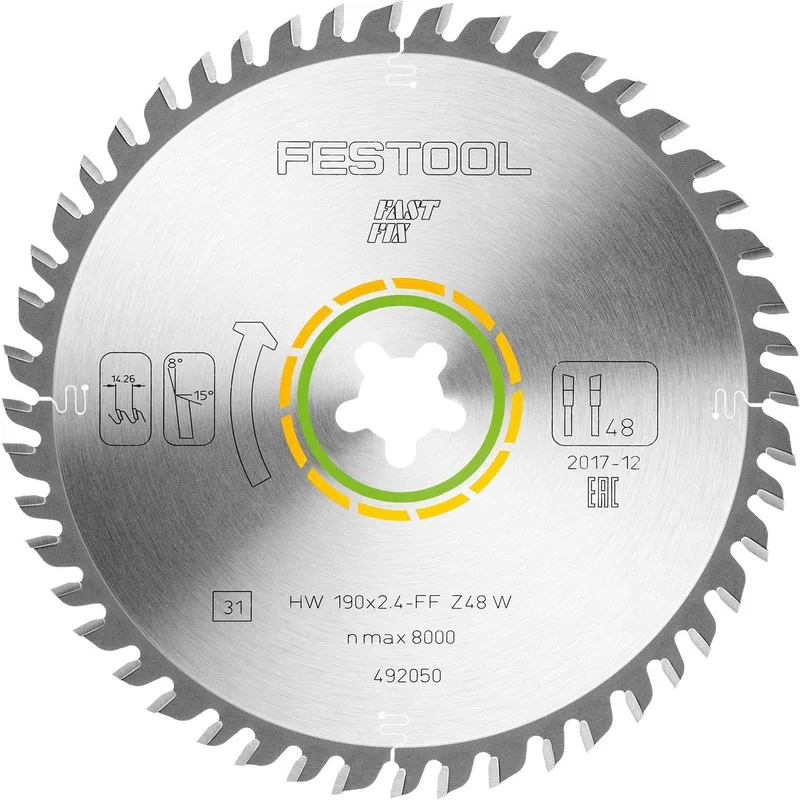 492050 / 190x2,4 FF W48 Cirkelzaagblad - 190 x FF x 48T - Hout de Festool – image du produit 1 sur 2