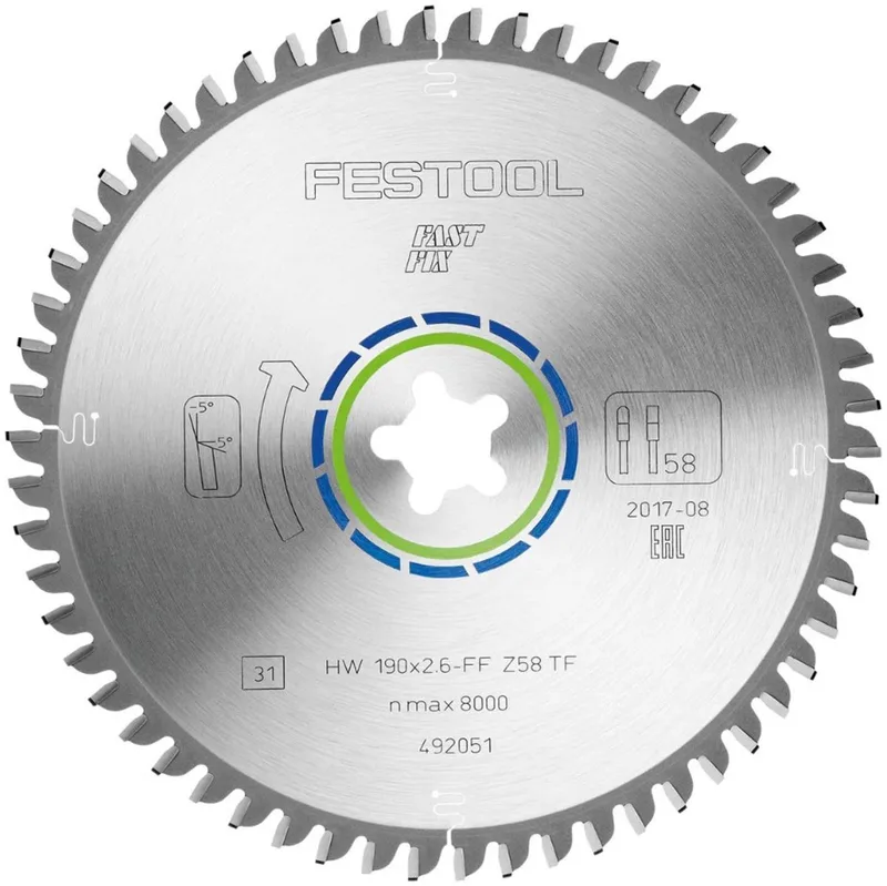 492051 / 190x2,6 FF TF58 Cirkelzaagblad - 190 x FF x 58T - Hout / Epoxy / Aluminium / Kunststof von Festool – Produktbild
