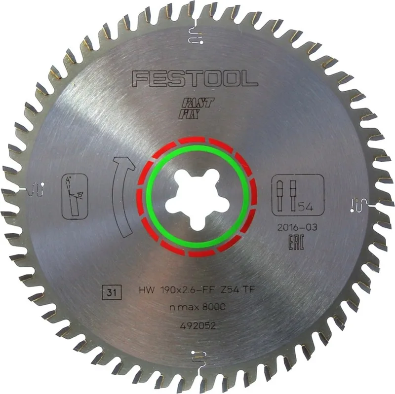 492052 / FF TF54 Cirkelzaagblad - 190 x FF x 54T - Hout / Epoxy / Aluminium / Kunststof de Festool – image du produit