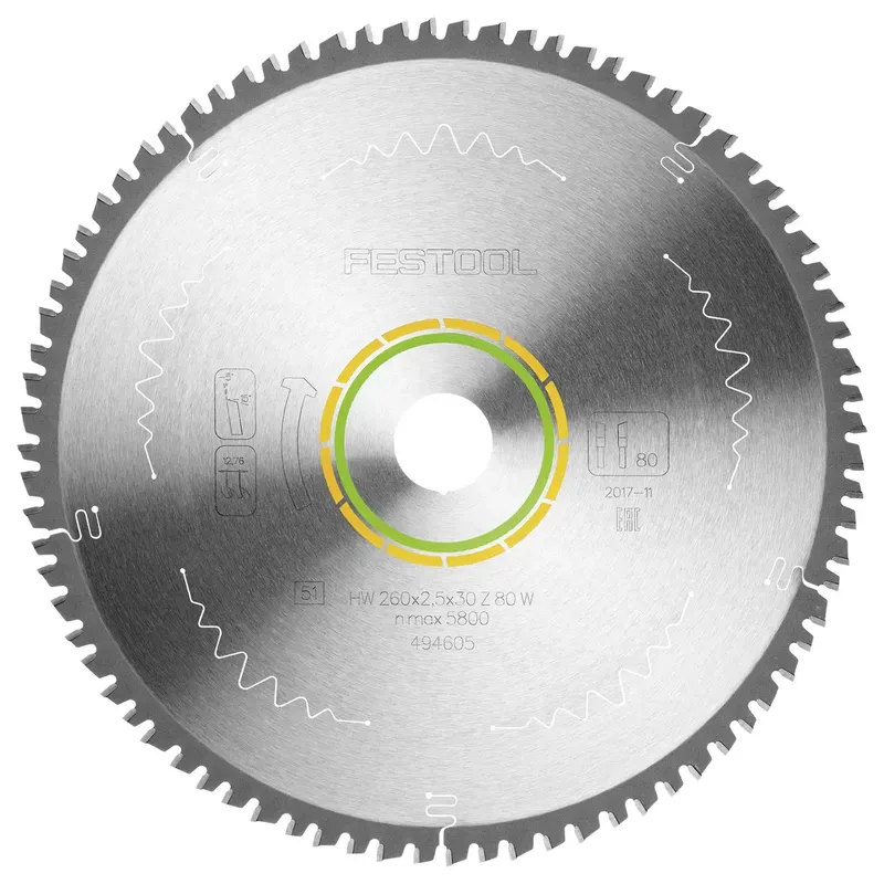 494605 / 260x2,5x30 W80 Cirkelzaagblad - 260 x 30 x 80T - Hout från Festool – produktbild 2 av 2