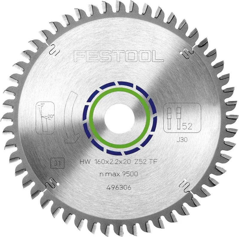 496306 / 160x2,2x20 TF52 Cirkelzaagblad - 160 x 20 x 52T - Aluminium fra Festool – produktbillede