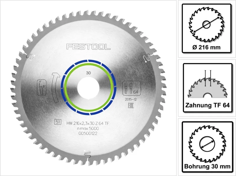 500122 Cirkelzaagblad - 216 x 30 x 64T - Aluminium von Festool – Produktbild