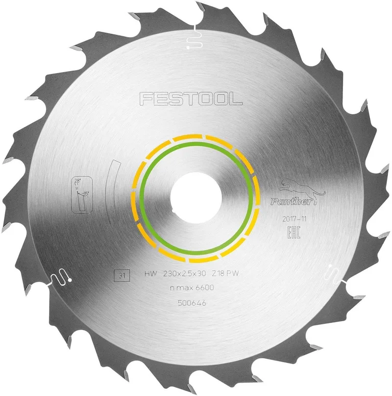 500646 / 230x2,5x30 PW18 Cirkelzaagblad - 230 x 30 x 18T - Hout fra Festool – produktbillede