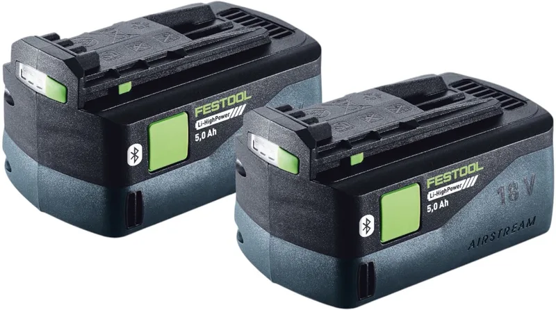 accuset 2x BP 18 Li 5,0 HP-ASI HighPower accupack 18 V 5,0 Ah Li-Ion ( 2x 578519 ) Bluetooth met laadstatusindicator de Festool – image du produit