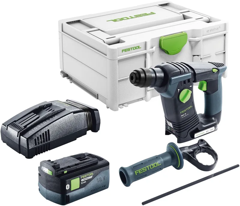 BHC 18-Basic accu-boorhamer 18 V 1,8 J SDS Plus Brushless + 1x accu 5,0 Ah + snellader + Systainer von Festool – Produktbild