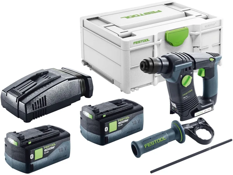 BHC 18-Basic accu-boorhamer 18 V 1,8 J SDS Plus Brushless + 2x accu 5,0 Ah + snellader + Systainer von Festool – Produktbild