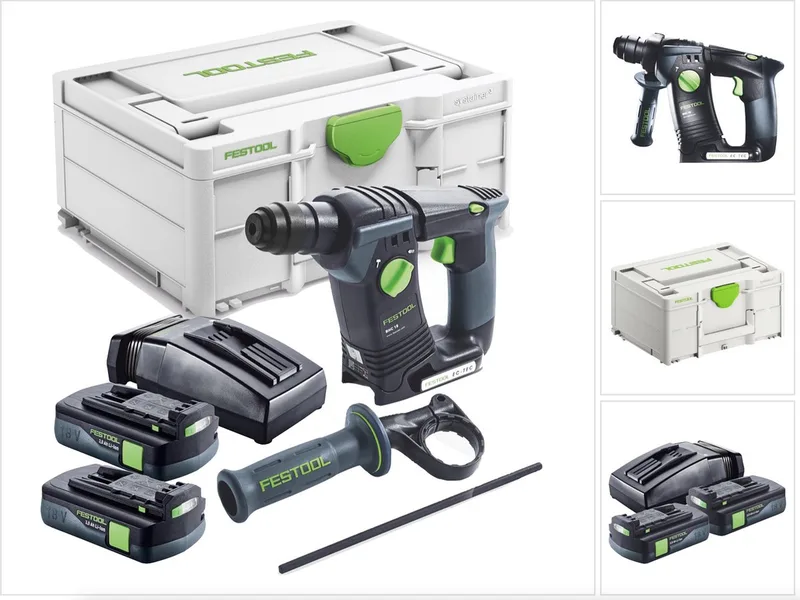 BHC 18-Basic accuboormachine 18 V 1,8 J SDS Plus Brushless + 2x accu 3,0 Ah + oplader + Systainer van Festool – productafbeelding