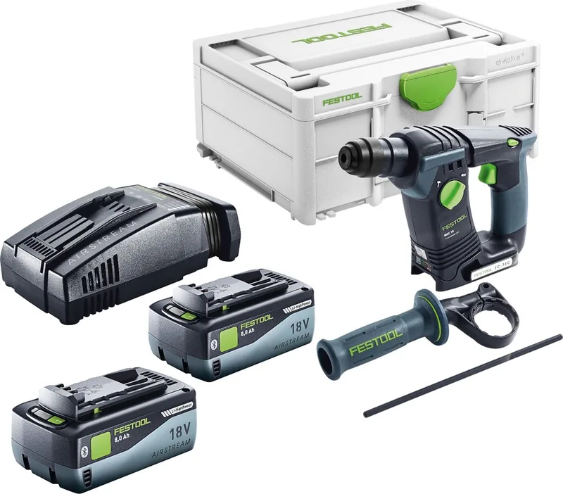 BHC Basic accuklopboormachine 18 V 1,8 J SDS Plus Brushless + 2x accu 8.0 Ah + snellader + systainer by Festool – product image