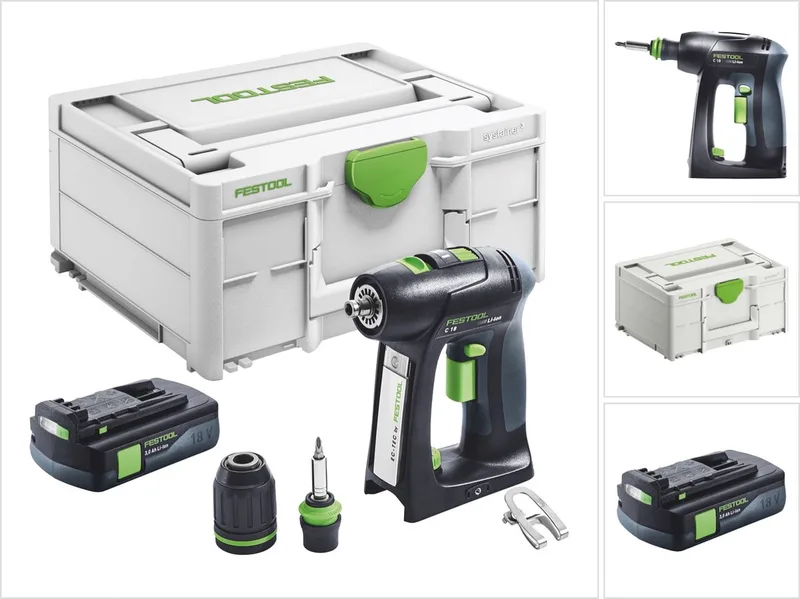 C 18-Basic accuboormachine 18 V 45 Nm borstelloos + 1x accu 3,0 Ah + Systainer - zonder oplader by Festool – product image