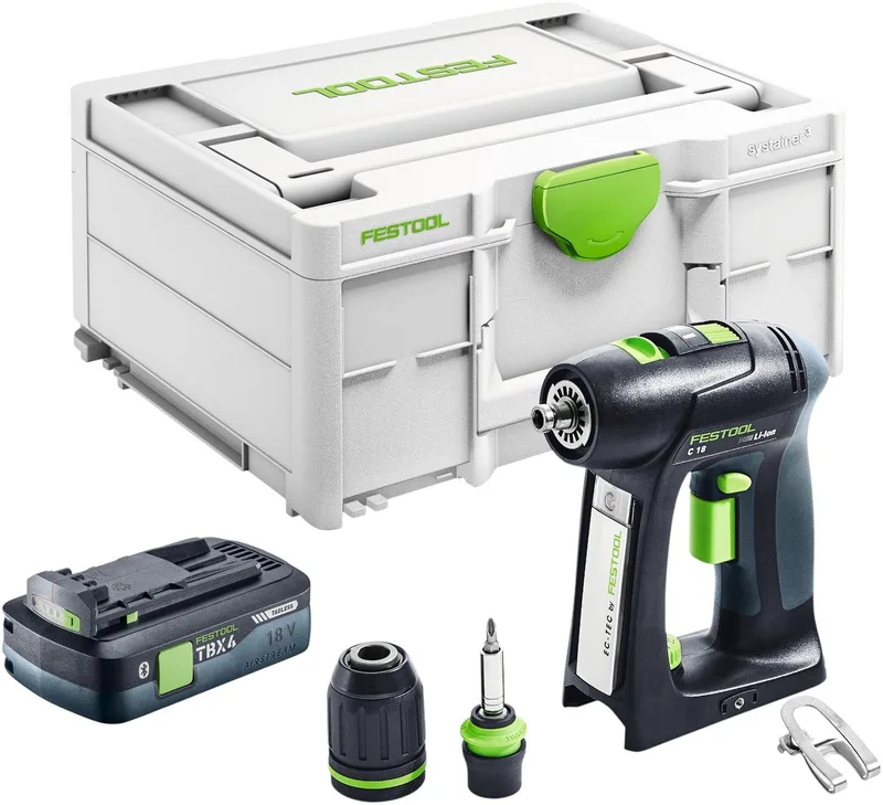 C 18-Basic accuboormachine 18 V 45 Nm borstelloos + 1x accu 4,0 Ah + Systainer - zonder oplader de Festool – image du produit