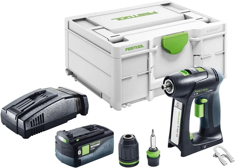 C 18-Basic accuboormachine 18 V 45 Nm borstelloos + 1x accu 5,0 Ah + snellader + Systainer de Festool – image du produit