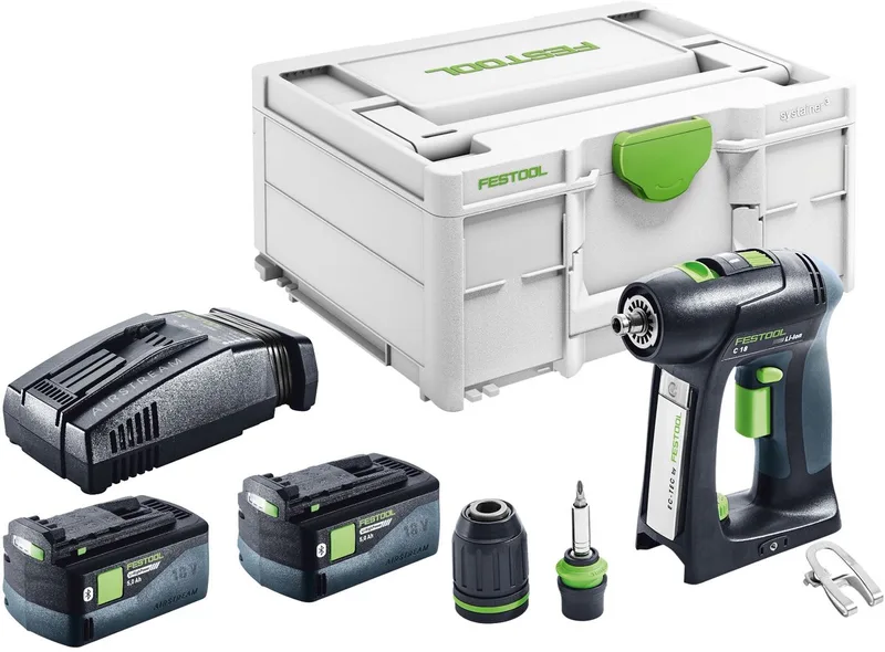 C 18-Basic accuboormachine 18 V 45 Nm borstelloos + 2x accu 5,0 Ah + snellader + Systainer von Festool – Produktbild