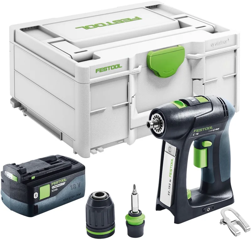 C 18-Basic accuschroefboormachine 18 V 45 Nm borstelloos + 1x accu 5.0 Ah + systainer - zonder oplader by Festool – product image