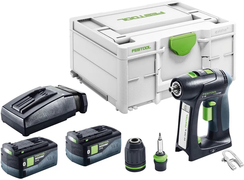 C 18-Basic accuschroefboormachine 18 V 45 Nm borstelloos + 2x accu 5.0 Ah + lader + systainer von Festool – Produktbild