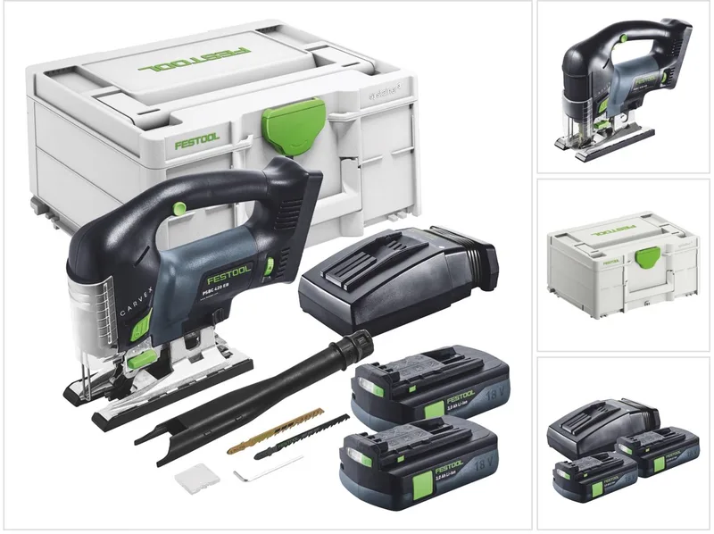 CARVEX PSBC 420-Basic accu-pendeldecoupeerzaag 18 V 120 mm borstelloos + 2x accu 3.0 Ah + lader + systainer von Festool – Produktbild
