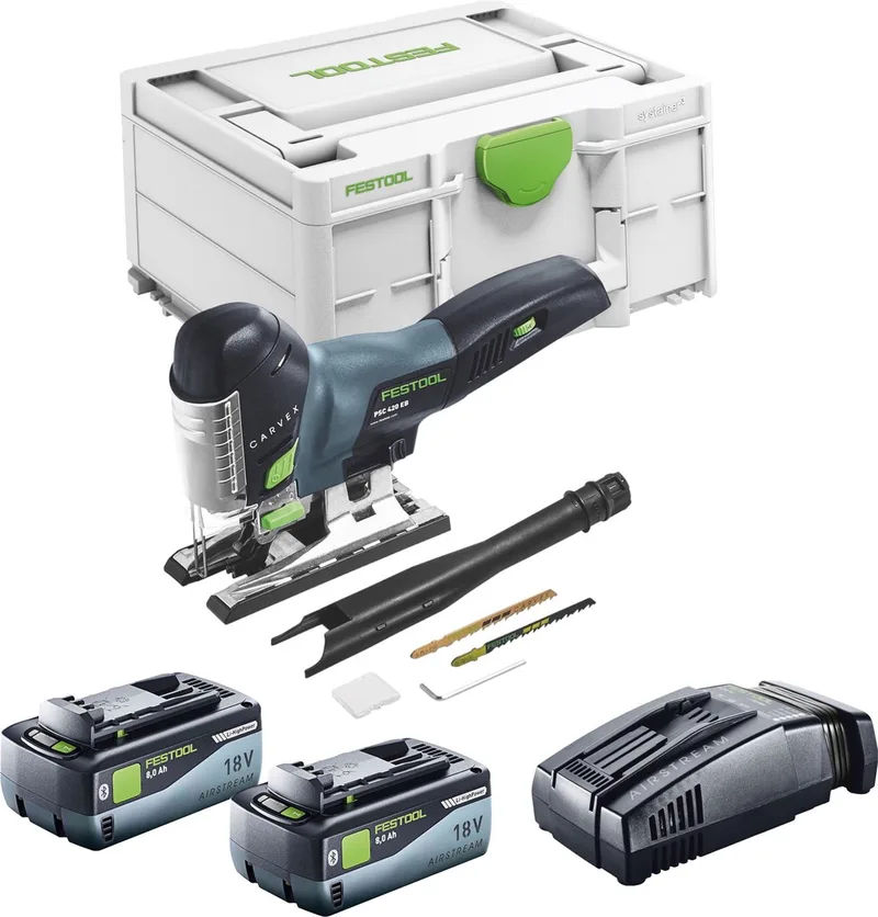 CARVEX PSC 420 Basic accu-pendeldecoupeerzaag 18 V 120 mm borstelloos + 2x accu 8.0 Ah + snellader + Systainer von Festool – Produktbild