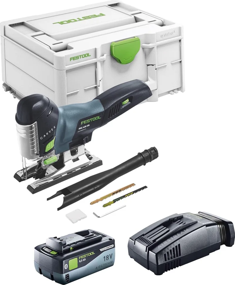 CARVEX PSC 420 Basic accu-pendeldecoupeerzaag 18 V 120 mm borstelloos + 1x accu 8.0 Ah + snellader + Systainer van Festool – productafbeelding