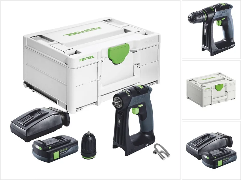 CXS 18 accuschroefboormachine 18 V 40 Nm borstelloos + 1x accu 3.0 Ah + lader + systainer fra Festool – produktbillede