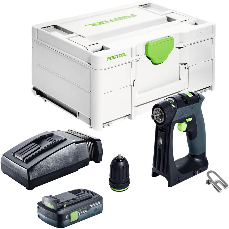 CXS 18-Basic accuschroefboormachine 18 V 40 Nm borstelloos + 1x accu 4.0 Ah + snellader + systainer von Festool – Produktbild