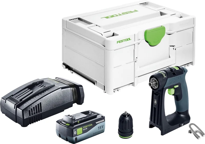 CXS 18 Basic accuschroefboormachine 18 V 40 Nm borstelloos + 1x accu 8.0 Ah + snellader + systainer de Festool – image du produit
