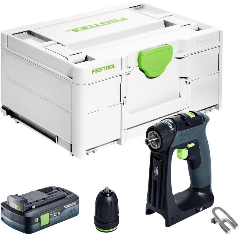 CXS 18-Basic accuschroefboormachine 18 V 40 Nm borstelloos + 1x accu 4.0 Ah + snellader + systainer de Festool – image du produit
