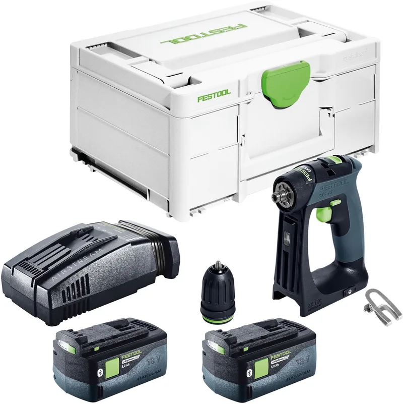 CXS 18-Basic accuschroefboormachine 18 V 40 Nm borstelloos + 2x accu 5.0 Ah + snellader + systainer by Festool – product image