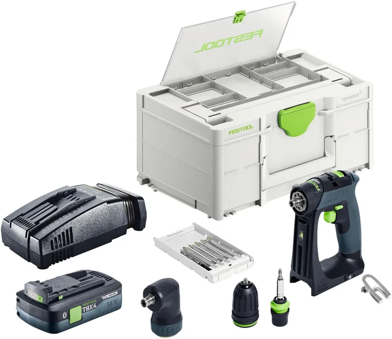 CXS 18-Basic-Set accuboormachine 18 V 40 Nm borstelloos + 1x accu 4,0 Ah + snellader + Systainer de Festool – image du produit