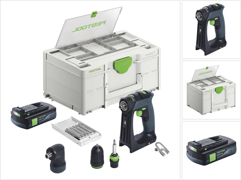CXS 18-Basic-Set accuschroefboormachine 18 V 40 Nm borstelloos + 1x accu 3.0 Ah + systainer - zonder oplader van Festool – productafbeelding