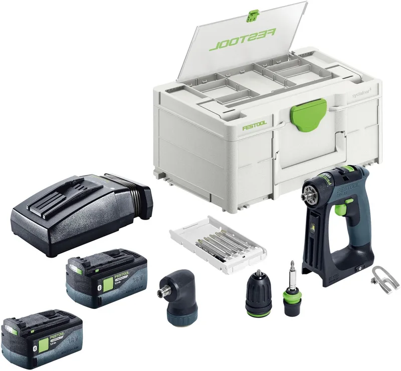 CXS 18-basisset accuboormachine 18 V 40 Nm borstelloos + 2x accu 5,0 Ah + oplader + Systainer fra Festool – produktbillede