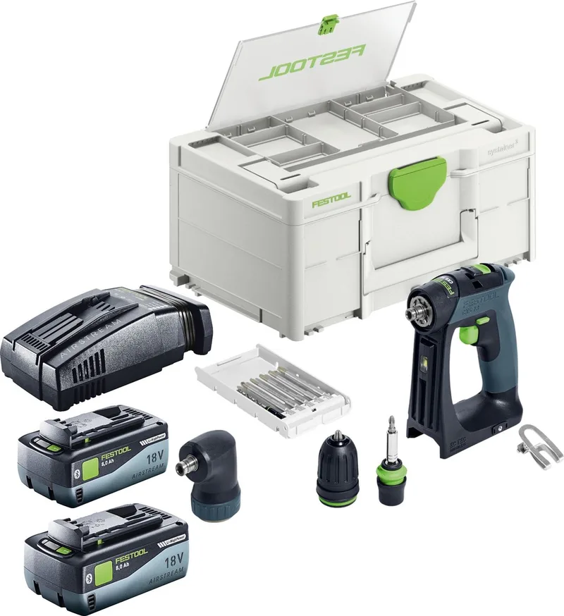 CXS Basic accuschroefboormachine 18 V 40 Nm borstelloos + 2x accu 8.0 Ah + snellader + systainer by Festool – product image