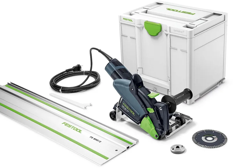 DSC-AG 125-Plus-FS Railslijper 125mm in Systainer met FS 800/2 geleiderail - 578530 van Festool, Blauw – productafbeelding