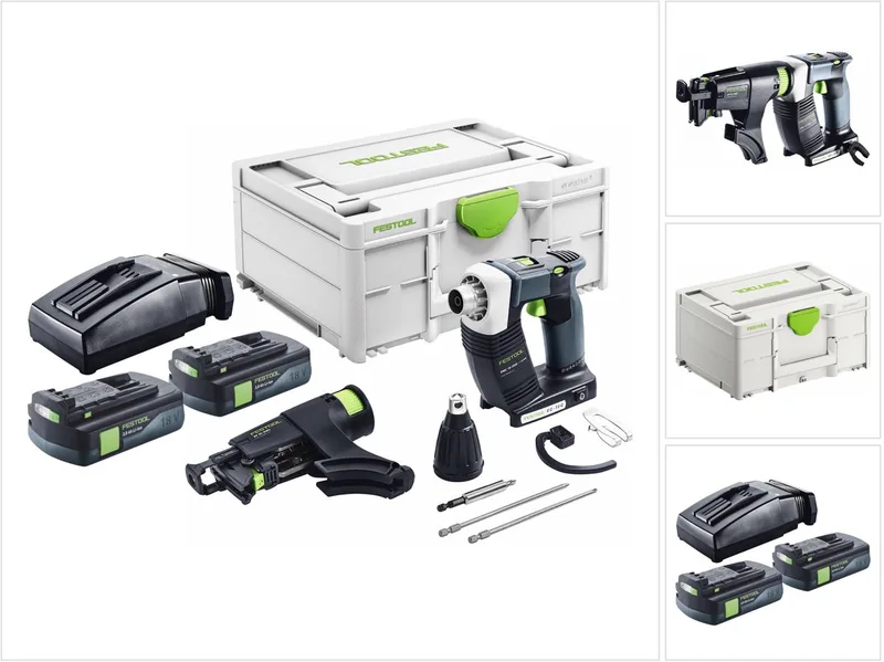 DURADRIVE DWC 18-2500 Basic accuschroevendraaier 18 V 18 Nm borstelloos + 2x accu 3.0 Ah + lader + systainer van Festool – productafbeelding