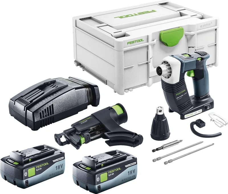 DURADRIVE DWC 18-2500 Basic accuschroevendraaier 18 V 18 Nm borstelloos + 2x accu 8.0 Ah + snellader + systainer von Festool – Produktbild