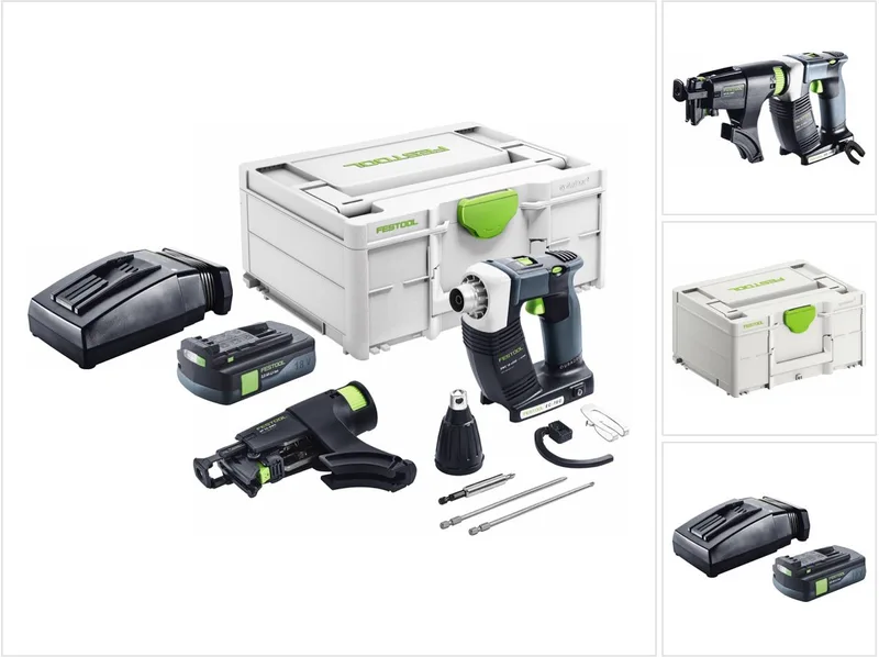DURADRIVE DWC 18-4500 Basic accu-bouwschroevendraaier 18 V 14 Nm borstelloos + 1x accu 3,0 Ah + oplader + Systainer van Festool – productafbeelding
