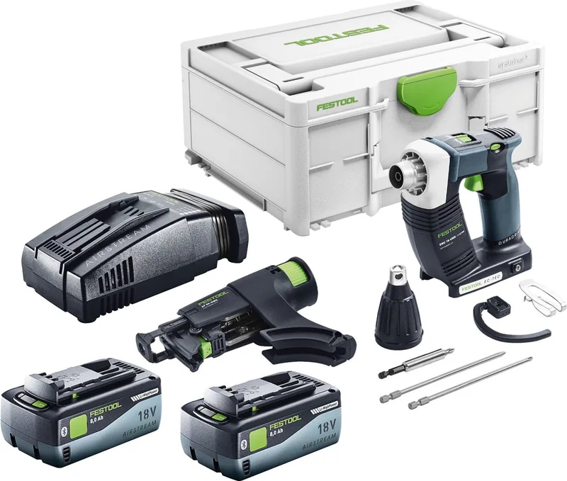 DURADRIVE DWC 18-4500 Basic accuschroevendraaier 18 V 14 Nm borstelloos + 2x accu 8.0 Ah + snellader + systainer von Festool – Produktbild