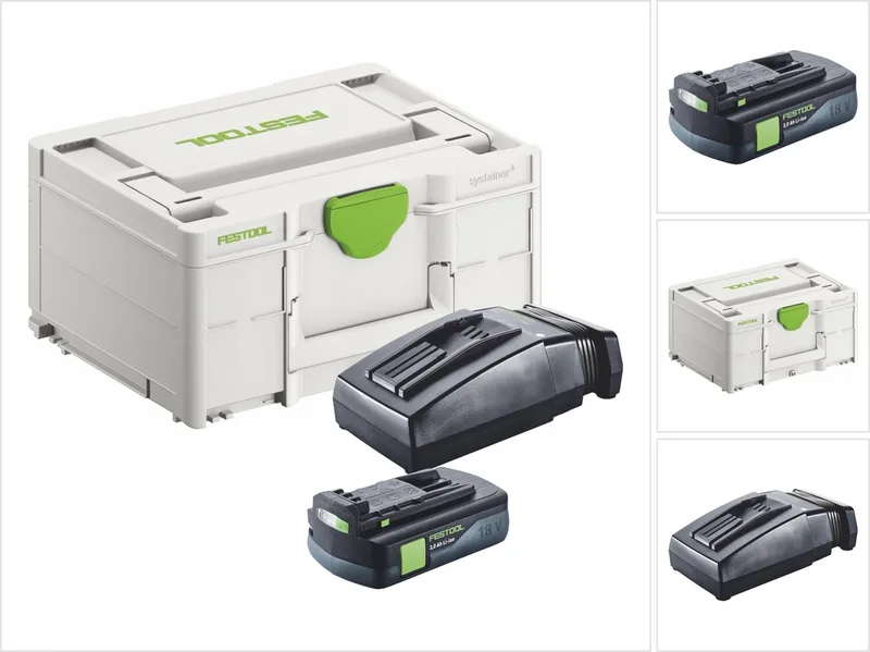 energieset 1x BP 18 Li 3,0 C accu 18 V 3,0 Ah / 3000 mAh Li-Ion ( 577658 ) + TCL 6 oplader ( 201135 ) + Systainer de Festool – image du produit