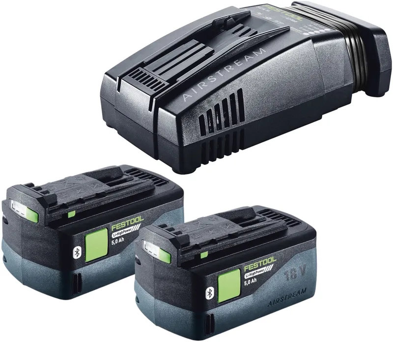energieset 2x BP 18 Li 5,0 HP-ASI HighPower accupack 18 V 5,0 Ah ( 2x 578519 ) + SCA 16 oplader ( 576953 ) van Festool – productafbeelding
