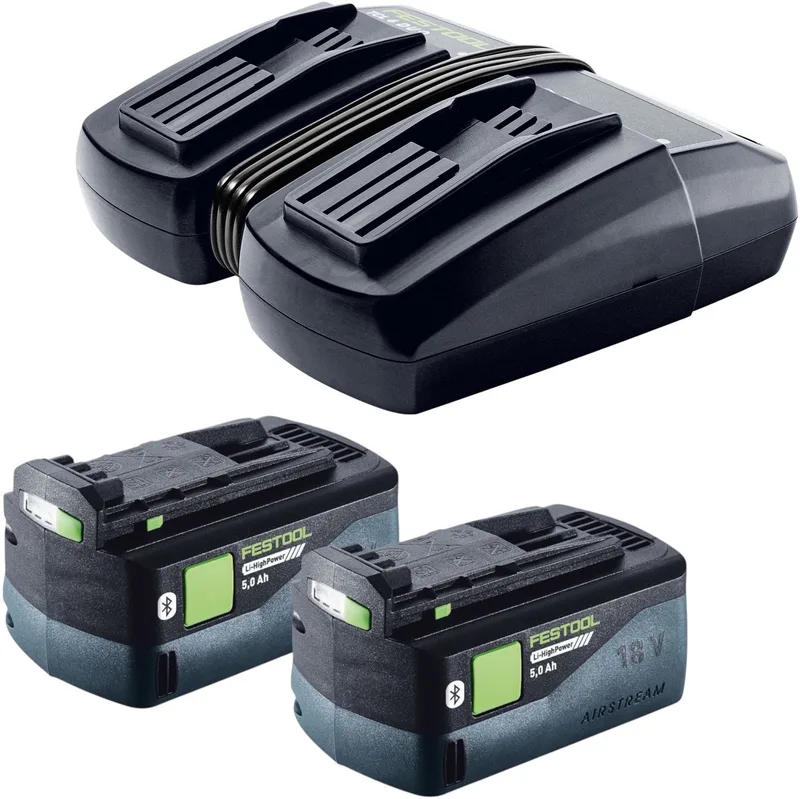 energieset 2x BP 18 Li 5,0 HP-ASI HighPower accupack 18 V 5,0 Ah ( 2x 578519 ) + TCL 6 DUO dubbele lader ( 577017 ) van Festool – productafbeelding