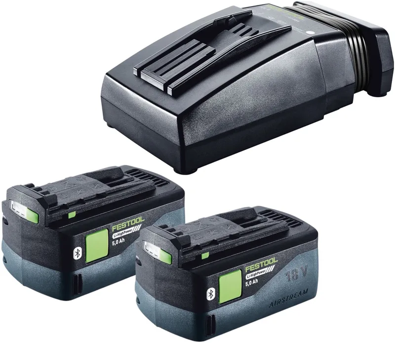 energieset 2x BP 18 Li 5,0 HP-ASI HighPower accupack 18 V 5,0 Ah ( 2x 578519 ) + TCL 6 oplader ( 201135 ) van Festool – productafbeelding