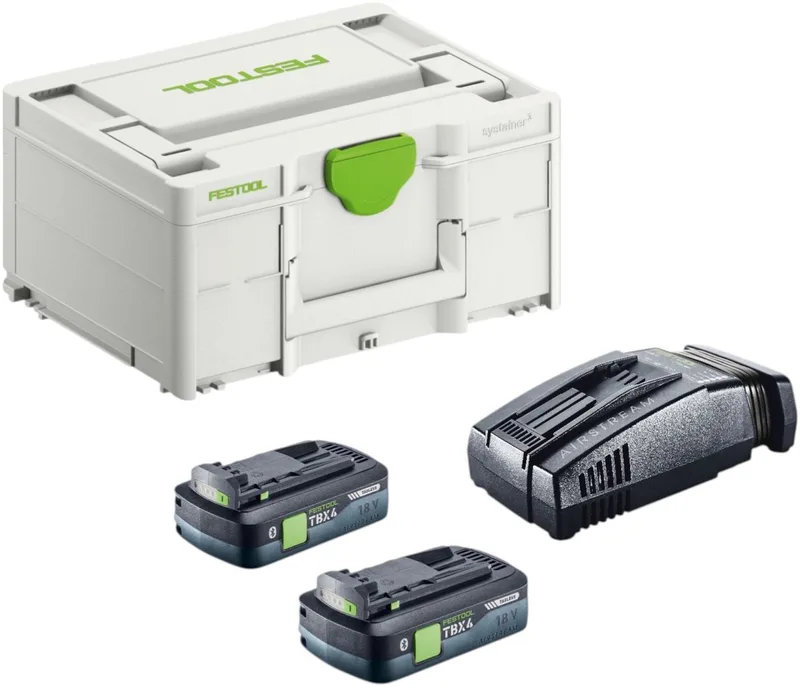 energieset SYS 18V 2xTBX4/SCA16 met 2x BP 18 TBX 4 C-ASI accu 18 V 4,0 Ah ( 2x 578745 ) + SCA 16 snellader ( 576953 ) + Systainer de Festool – image du produit
