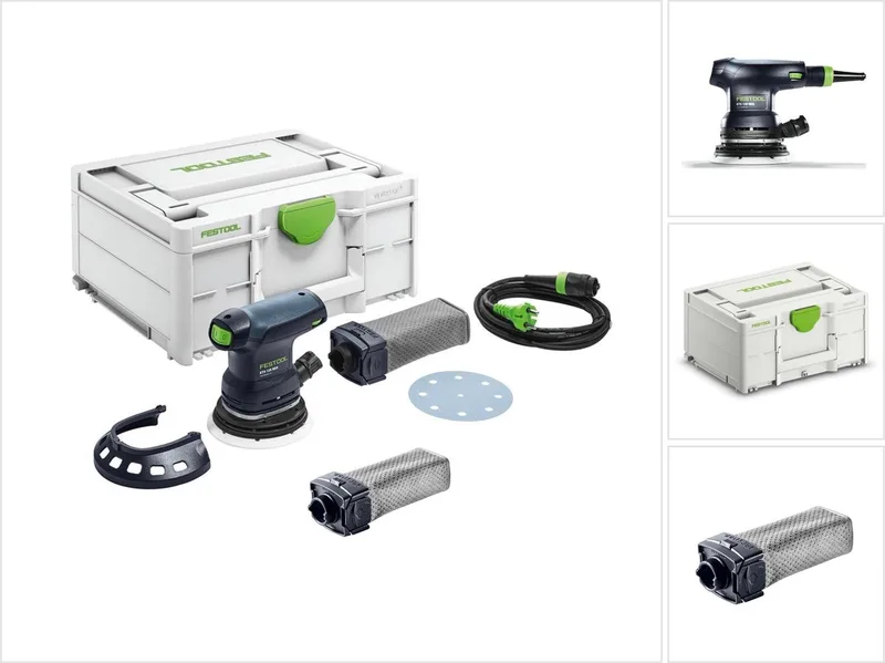 ETS 125 REQ-Plus excentrische schuurmachine 250 W 125 mm (576069) + Systainer + Festool SB-Longlife RTS/DTS/ETS stofzak (201693) van Festool – productafbeelding