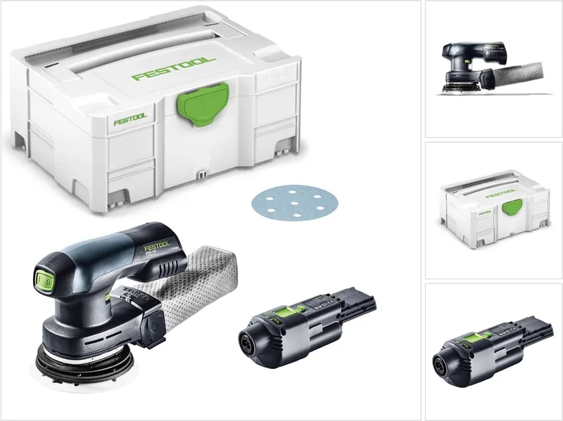 ETSC 125 accu excenterschuurmachine 18V 125mm borstelloos + 1x ACA 220-240/18V Ergo netadapter + Systainer von Festool – Produktbild
