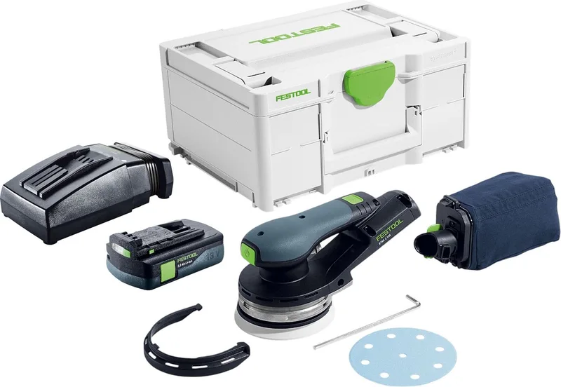 ETSC 2 125-Basic accu excenterschuurmachine 18 V 125 mm borstelloos + 1x accu 3.0 Ah + lader + systainer van Festool – productafbeelding