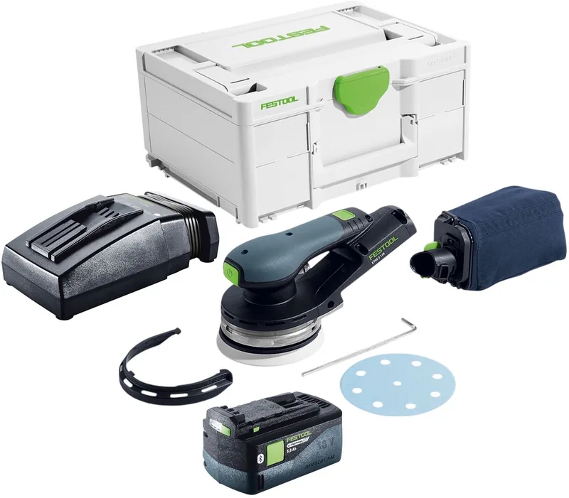 ETSC 2 125-Basic accu excenterschuurmachine 18 V 125 mm borstelloos + 1x accu 5.0 Ah + lader + systainer by Festool – product image