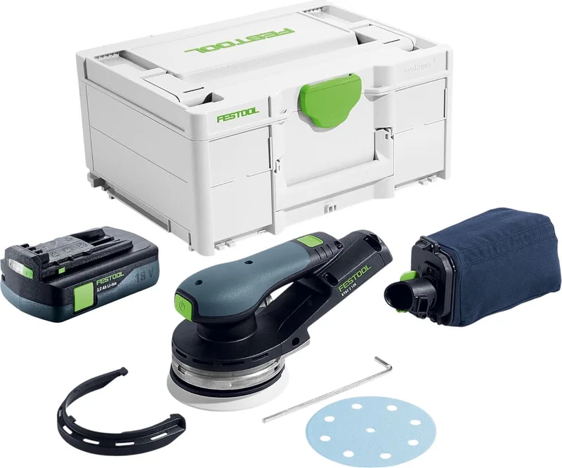 ETSC 2 125-Basic accu excenterschuurmachine 18 V 125 mm borstelloos + 1x accu 3.0 Ah + systainer - zonder oplader von Festool – Produktbild