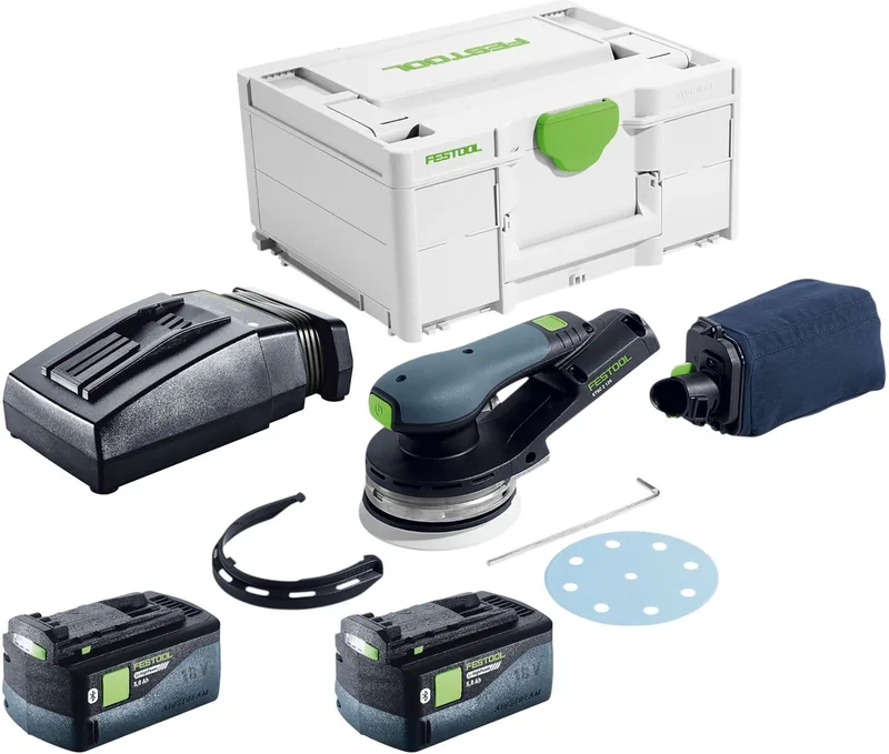 ETSC 2 125-Basic accu excenterschuurmachine 18 V 125 mm borstelloos + 2x accu 5.0 Ah + lader + systainer van Festool – productafbeelding