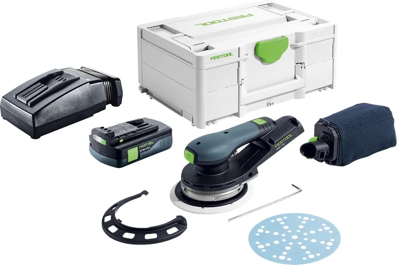 ETSC 2 150-Basic accu excenterschuurmachine 18 V 150 mm borstelloos + 1x accu 3.0 Ah + lader + systainer van Festool – productafbeelding