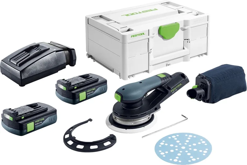 ETSC 2 150-Basic accu excenterschuurmachine 18 V 150 mm borstelloos + 2x accu 3.0 Ah + lader + systainer by Festool – product image